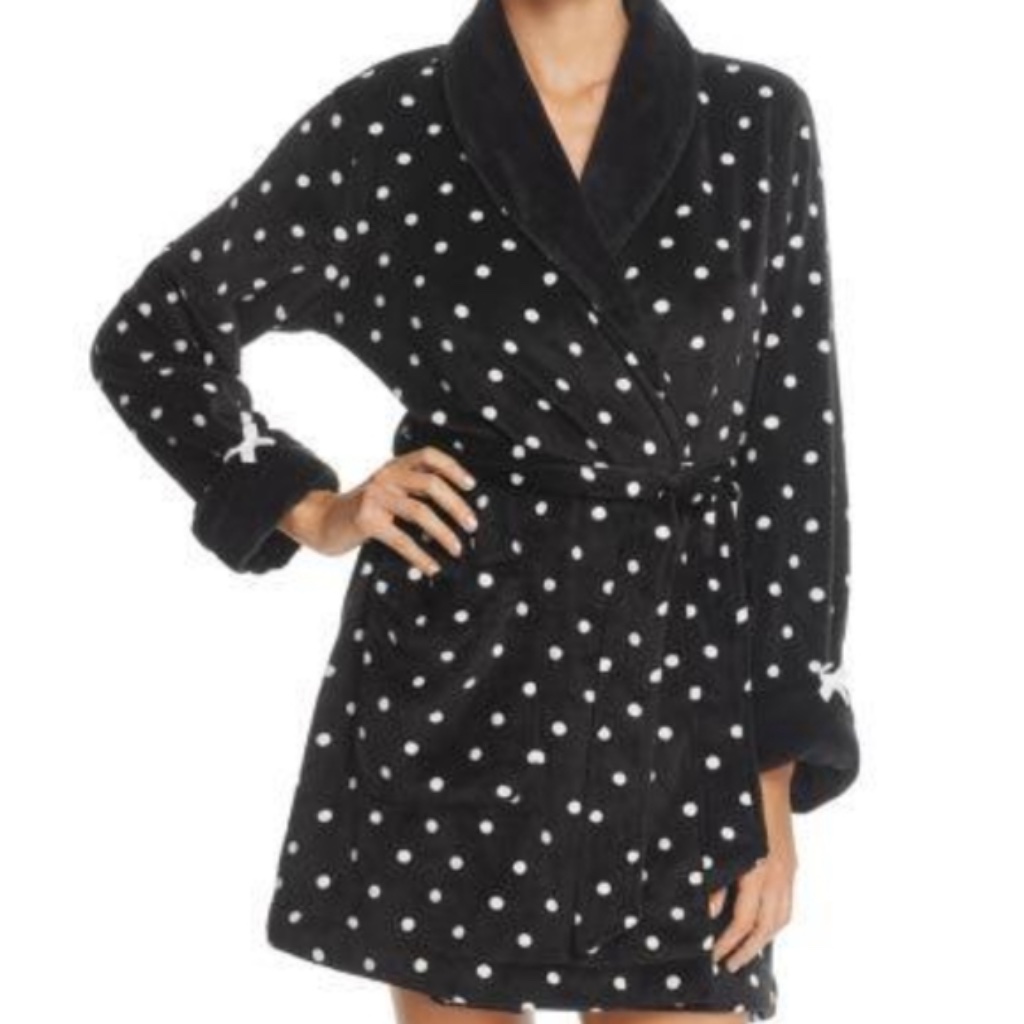 Kate Spade Plush Polka Dot Short Robe Size Xs/S